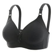 Ozmmyan Women's Plus Soft Cup Sport Solid Print Bras, Black 1-Pack